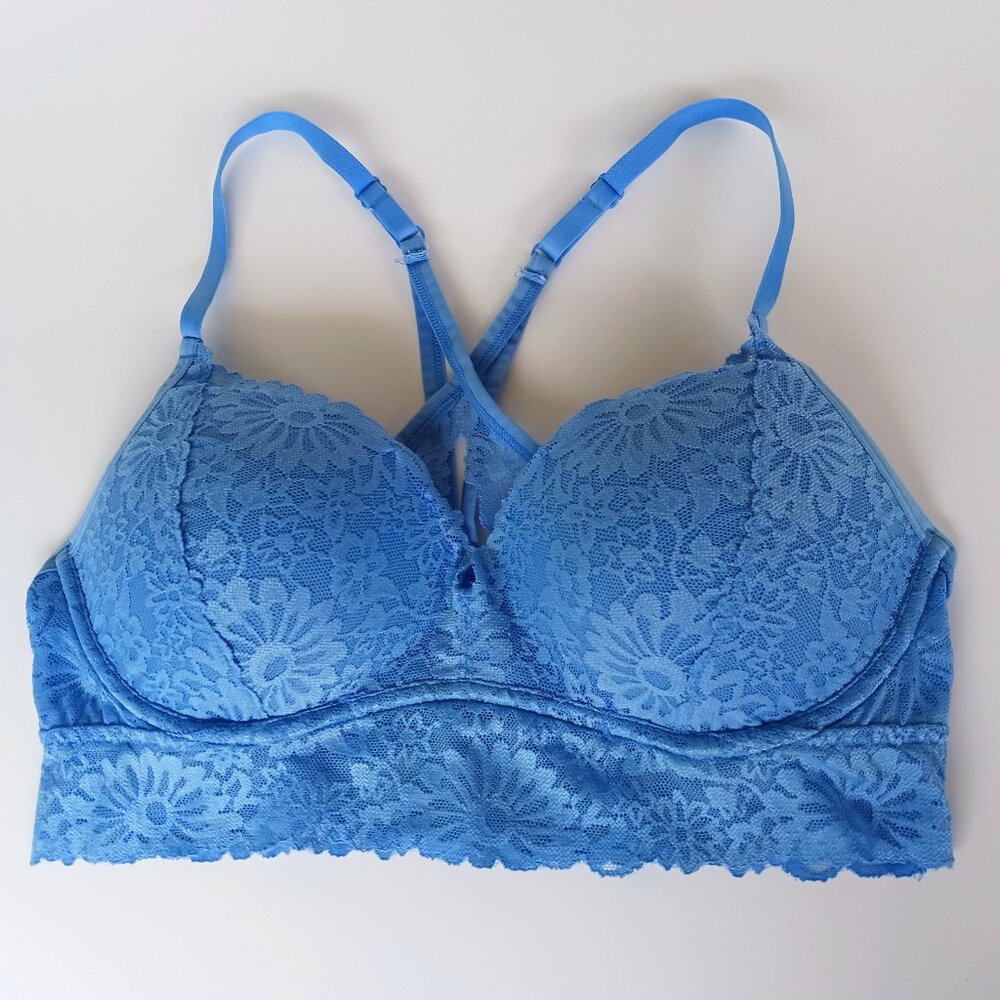 Victoria's Secret Blue Lace Bralette Size Medium